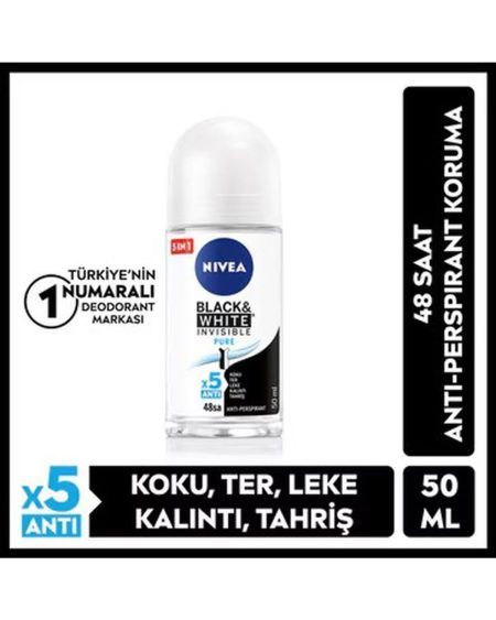 Invisible Black and White Pure Kadın Roll-On 50 ml