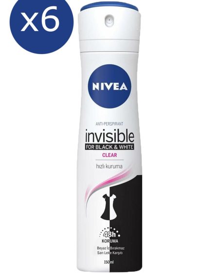 Invisible Black & White Clear 150 Ml Deodorant X6