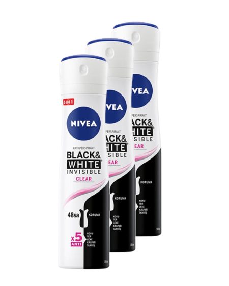 Invisible Black & White Clear Kadın Deodorant Sprey 150 Ml 3'lü Set