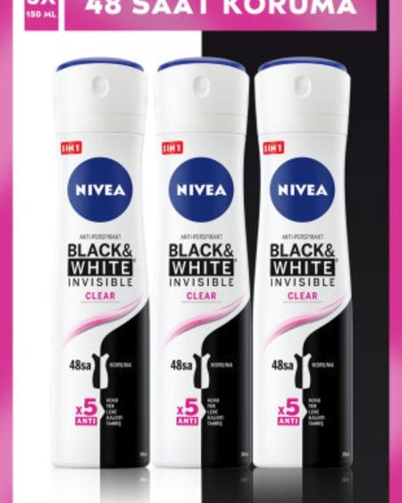 Invisible Black&white Clear Kadın Sprey Deodorant 150 Ml,48 Saat Anti-perspirant Koruma