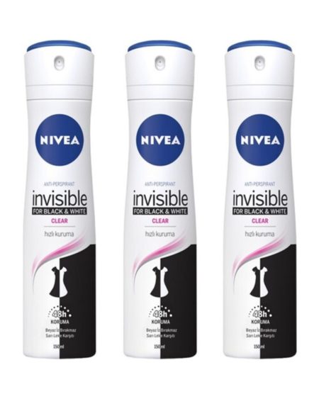 Invisible Black & White Clear Sprey Deodorant 150 Ml X 3 Adet