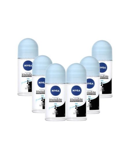 Invisible Black&white Pure Roll On Kadın 50 ml*6 Adet Avantajlı Paket