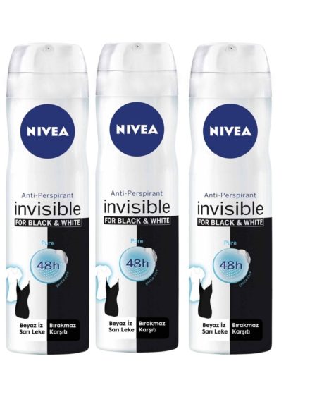 Invisible Pure Black White Deo 150 ml x 3 Adet