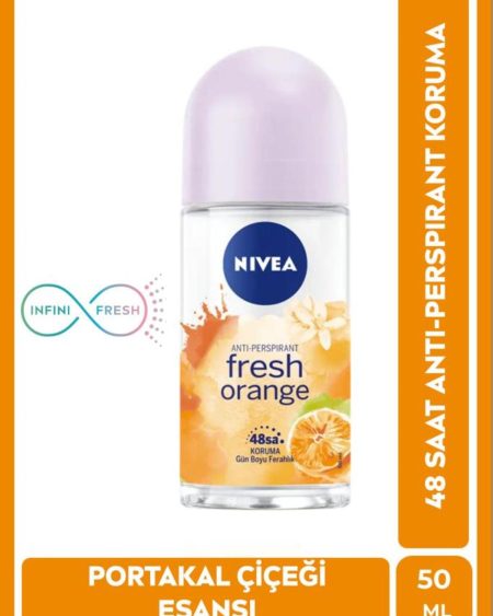 Kadın Roll-on Deodorant Fresh Orange 50ml, Ter Kokusuna Karşı 48 Saat Koruma, Portakal Kokusu