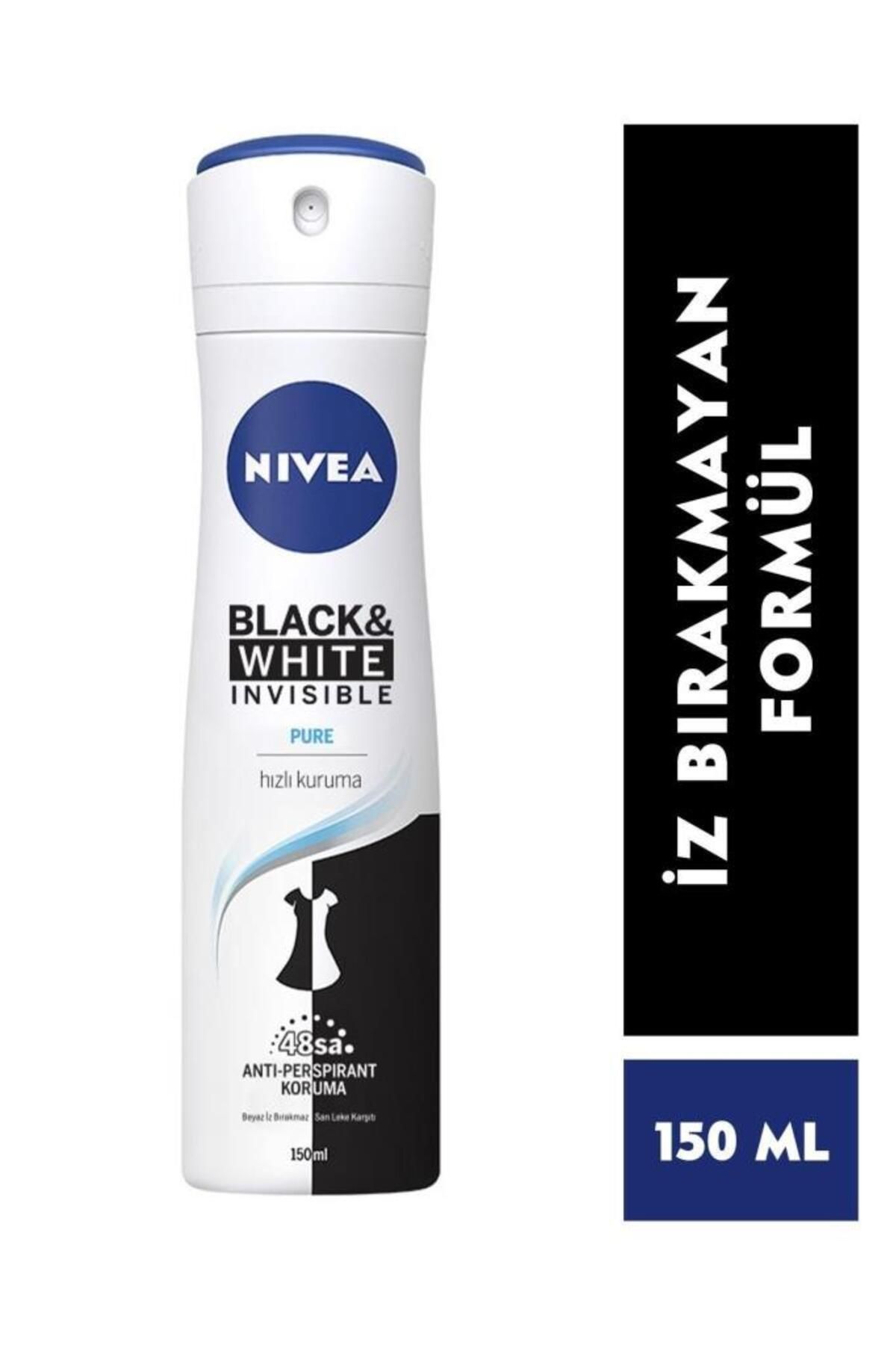 Kadın Sprey Deodorant Black&white Invisible Pure 150ml, 48 Saat Anti-perspirant Ter Koruması
