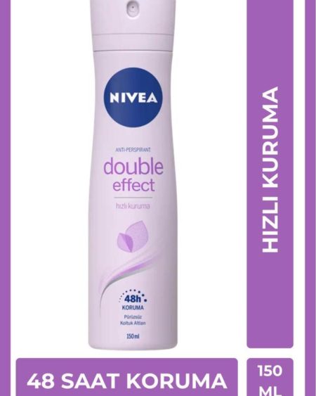Kadın Sprey Deodorant Double Effect 150ml, Ter Kokusuna Karşı 48 Saat Koruma, Pürüzsüz Koltuk Altı