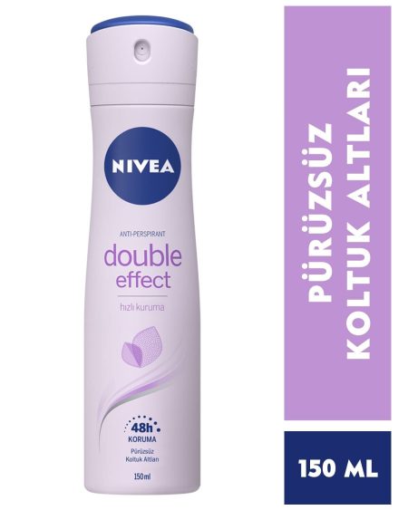 Kadın Sprey Deodorant Double Effect Mor Düşler 150 ml X2 Adet,48 Saat Koruma,pürüzsüz Koltukaltı