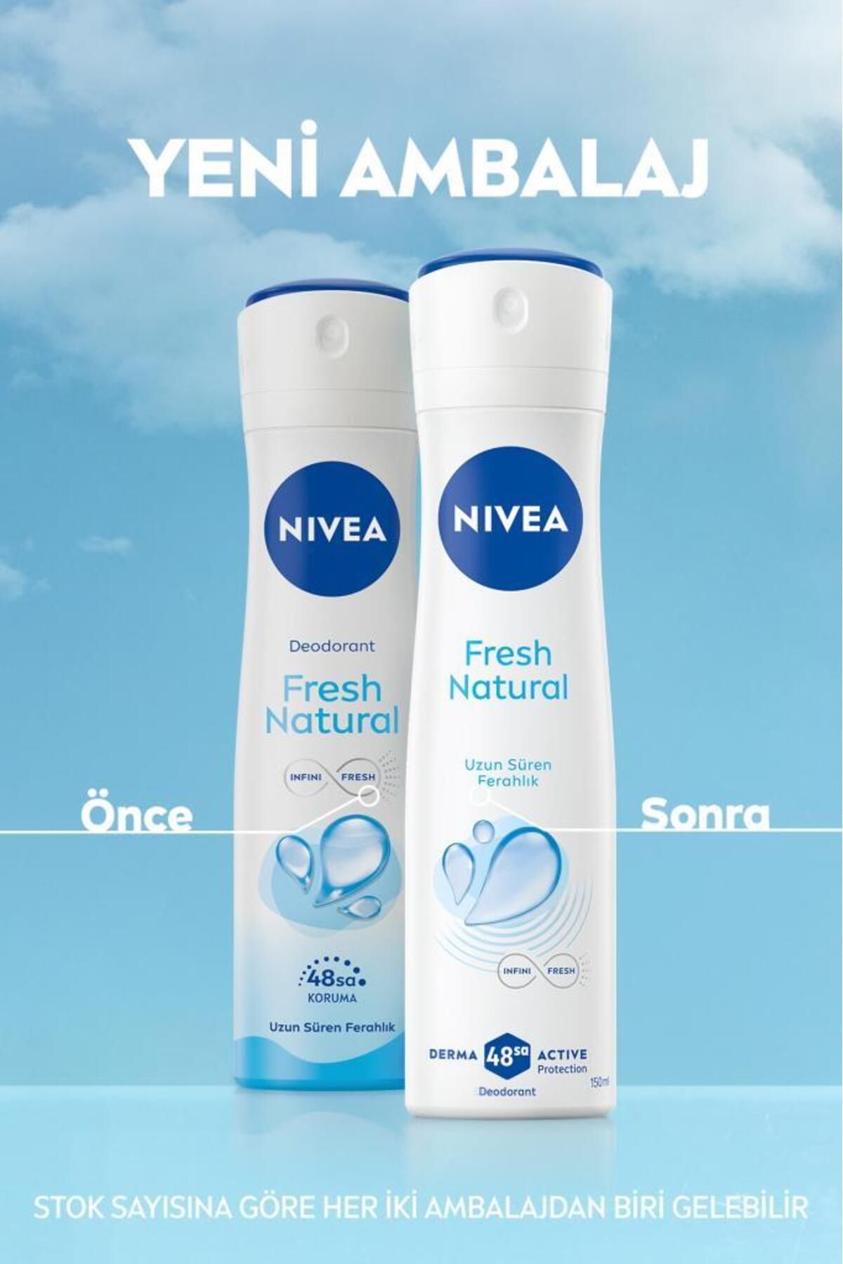 Kadın Sprey Deodorant Fresh Natural 150ml, Ter Kokusuna Karşı 48 Saat Koruma,Okyanus Özleri,Ferahlık - Görsel 2