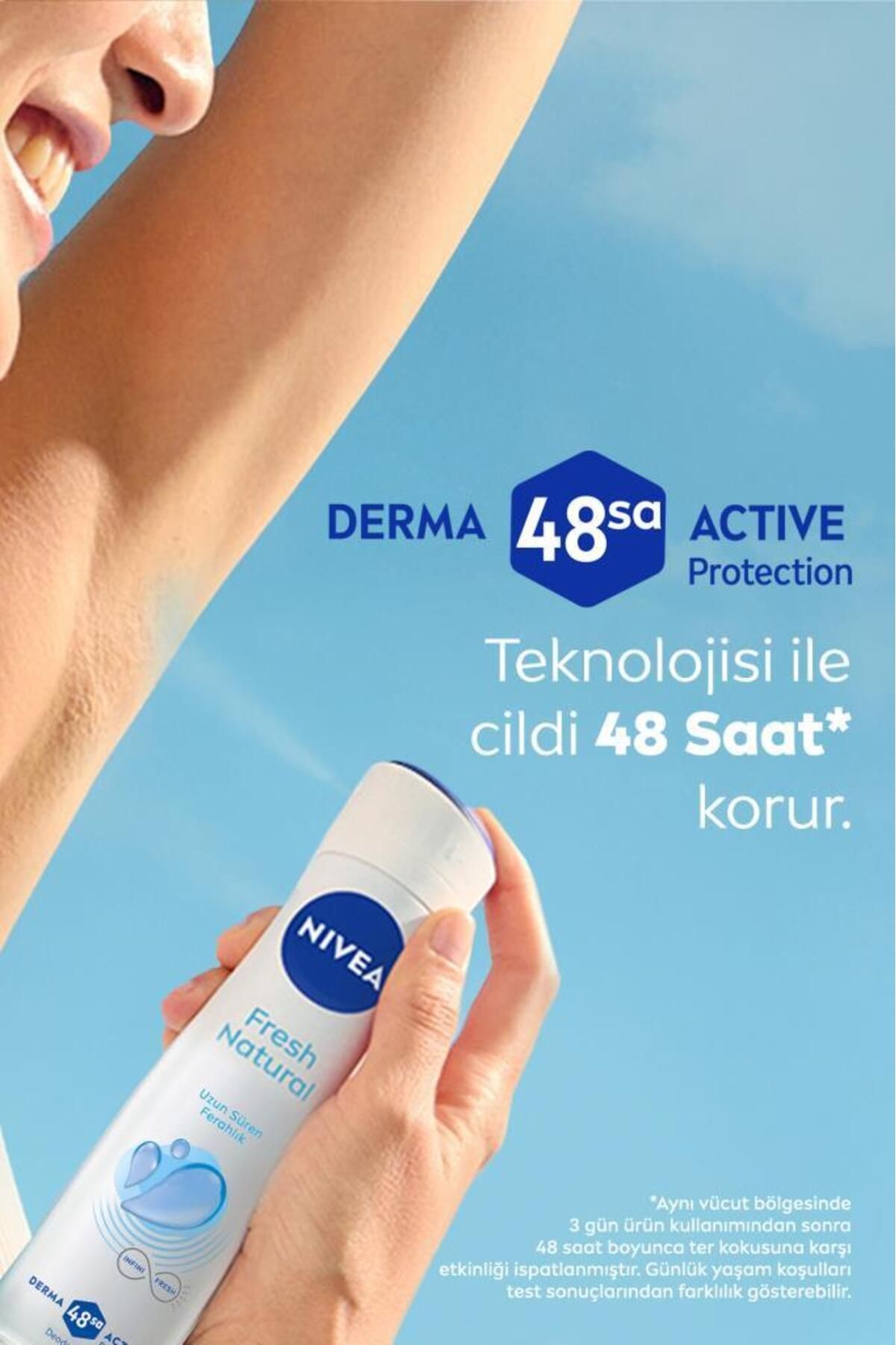 Kadın Sprey Deodorant Fresh Natural 150ml, Ter Kokusuna Karşı 48 Saat Koruma,Okyanus Özleri,Ferahlık - Görsel 4