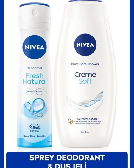 Kadın Sprey Deodorant Fresh Natural 150ml Ve Creme Care Nemlendirici Duş Jeli 500ml, E Vitamini