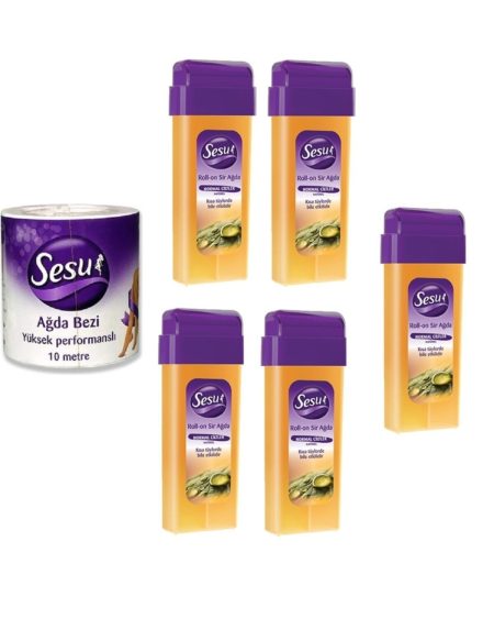 Kartuş Ağda Normal Sarı 100ml X 5 + Ağda Bezi Rulo 10 Mt