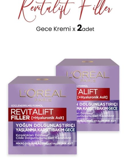 Loreal Paris Revitalift Filler Yaşlanma Karşıtı Krem Gece 50 ml x 2 Adet