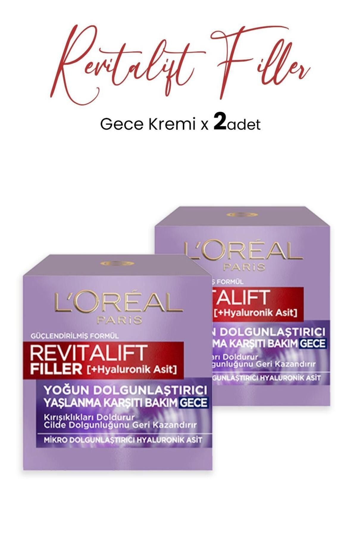 Loreal Paris Revitalift Filler Yaşlanma Karşıtı Krem Gece 50 ml x 2 Adet