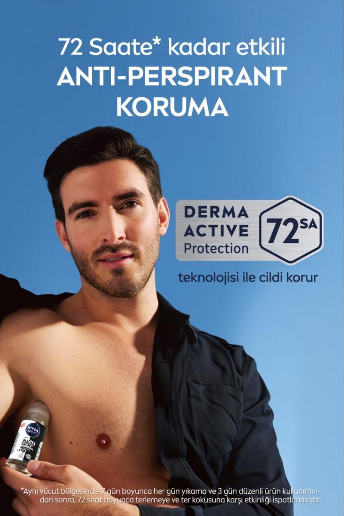 Men Erkek Roll-on Deodorant Black&white Original 50ml, 48 Saat Koruma, X3 Adet - Görsel 3