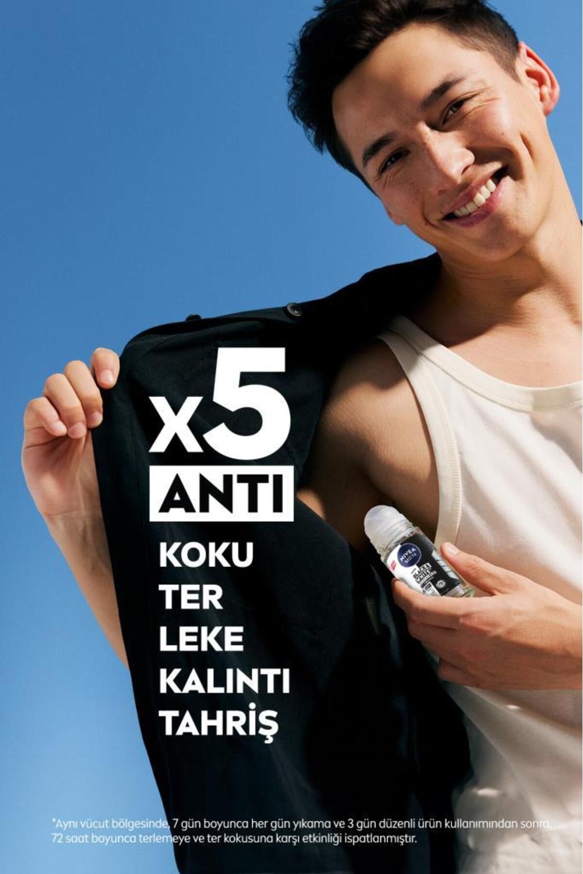 Men Erkek Roll-on Deodorant Black&white Original 50ml, 48 Saat Koruma, X3 Adet - Görsel 5