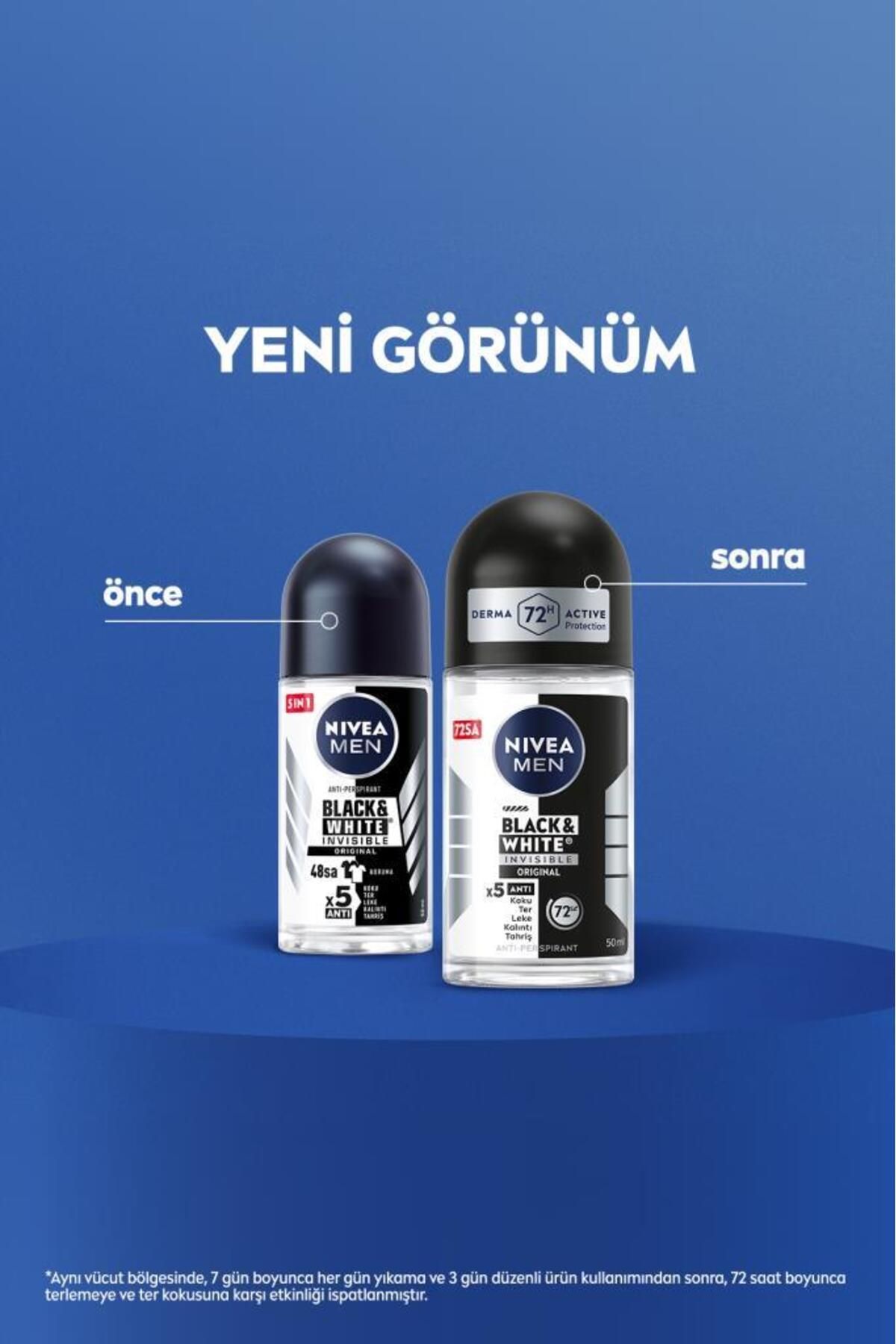 Men Erkek Roll-on Deodorant Black&white Original 50ml, 48 Saat Koruma, X3 Adet - Görsel 6