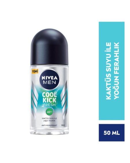 MEN Erkek Roll-on Deodorant Cool Kick 50ml, 48 Saat Anti-perspirant Ter Koruma, Kaktüs Suyu,Ferahlık
