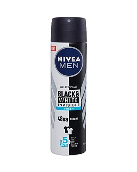 Men Erkek Sprey Deodorant Black&white Invisible Fresh 48 Saat Anti-perspirant Koruma 150ml