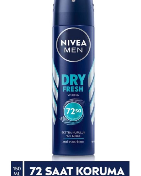 Men Erkek Sprey Deodorant Dry Fresh 150ml, 72 Saat Anti-perspirant Koruma, Ekstra Kuruluk