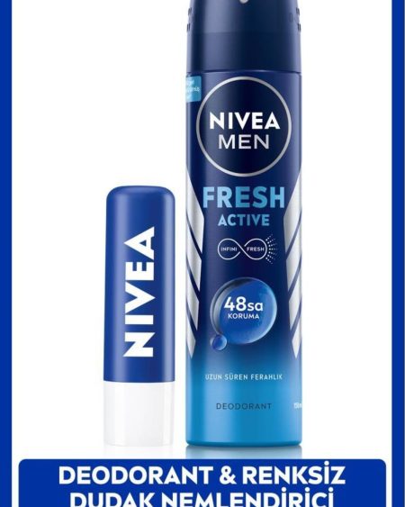Men Erkek Sprey Deodorant Fresh Active 150ml Ve Original Care Renksiz Dudak Bakım Kremi