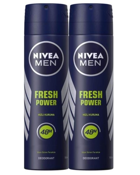 MEN Erkek Sprey Deodorant Fresh Power 150ml, Ter Korumasına Karşı 48 Saat Koruma, X2 Adet