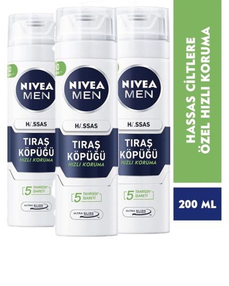 Men Hassas Tıraş Köpüğü 200ml, Hassas Ciltlere Özel Hızlı Koruma X3