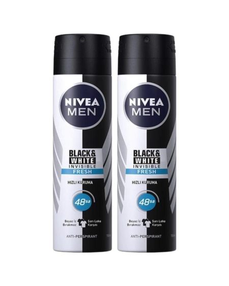 Men Invisible Black White Fresh Erkek Deodorant Sprey 150 ml 2 Li
