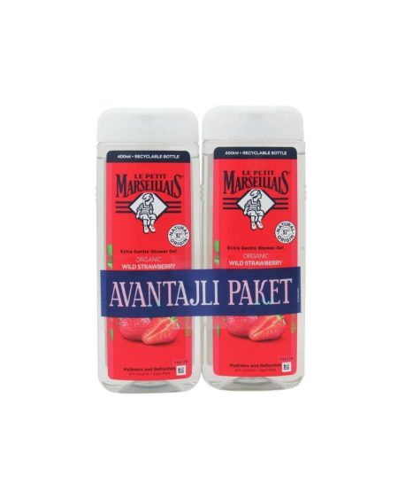 Organic Wild Strawberry Duş Jeli 400 ml 2 Li Avantajlı Paket