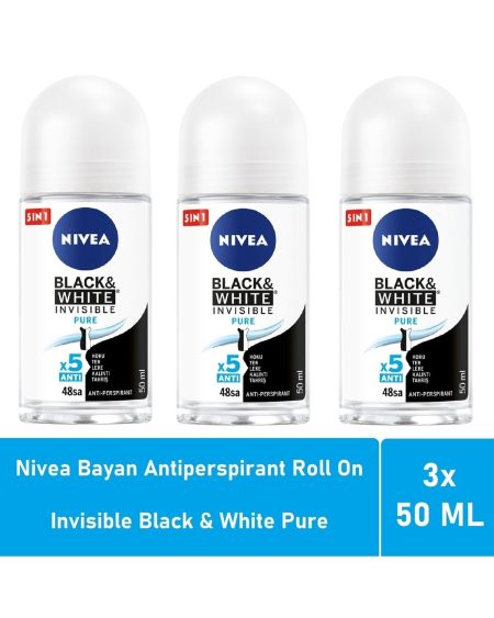 Roll On Invisible Black White Pure 50 ml - 3'lü Avantaj Paketi
