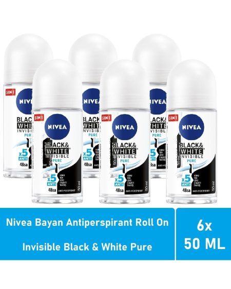 Roll On Invisible Black White Pure 50 ml - 6'lı Avantaj Paketi