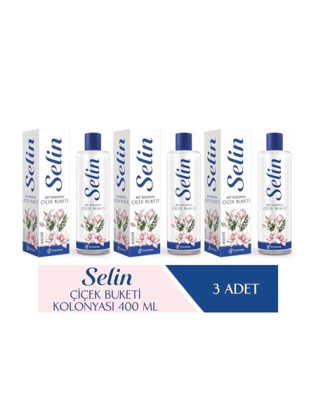SELİN Parfümlü Kolonya Çiçek Buketi 400 Ml 3'lü Set