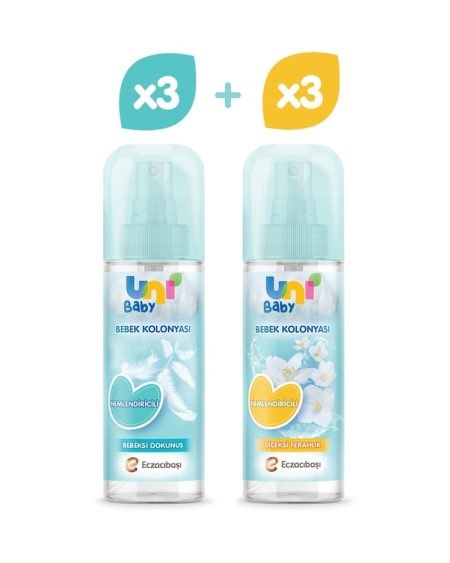 Uni Baby Bebek Kolonyası Bebeksi Kokular 3'lü + Çiçeksi Kokular 3'lü