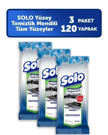 Yüzey Temizleme Islak Mendili 3'lü Mutfak-banyo 120 Yaprak