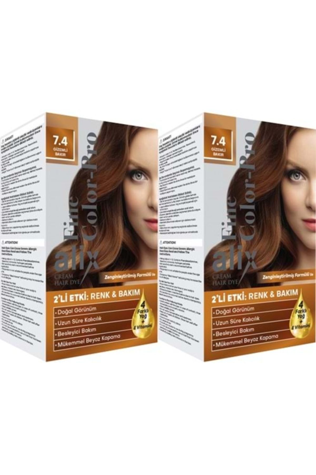 ( BTD ) Alix 50ML Kit Saç Boyası 7.4 GizeMLi Bakır (2 Li Set) ( TEKLİDİR )