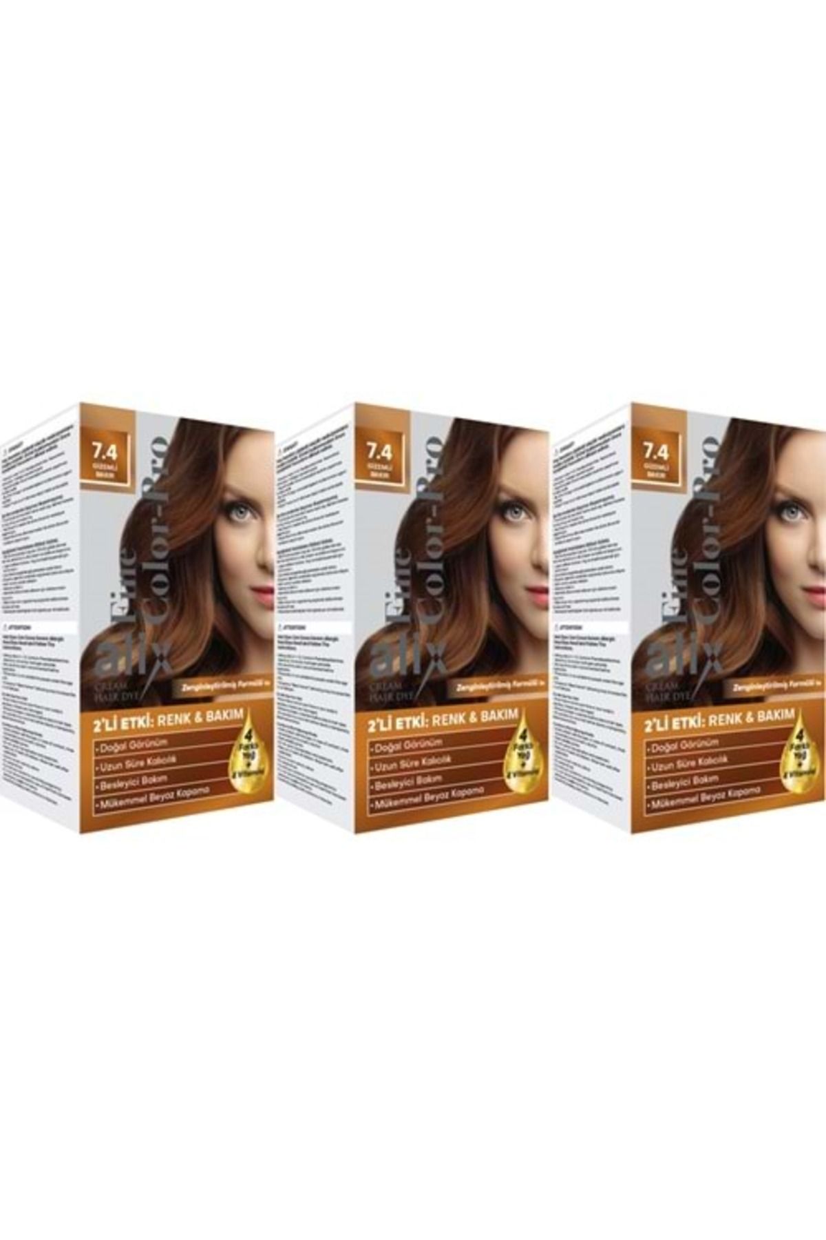 ( BTD ) Alix 50ML Kit Saç Boyası 7.4 GizeMLi Bakır (3 Lü Set) ( TEKLİDİR )