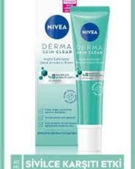 Derma Skin Clear %8 Niasinamid Night Exfoliator Gece Arındırıcı Sivilce Karşıtı Krem 40ml