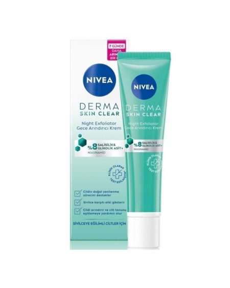 Derma Skin Clear Night Exfoliator Gece Arındırıcı Krem 40ml,glikolik Asit Ve Salisilik Asit