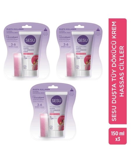 Duşta Tüy Dökücü Krem Hassas Ciltler 150 Ml X 3 Adet