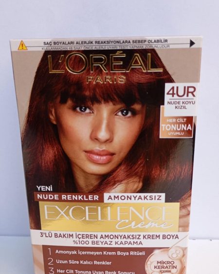 Excellence Creme Amonyaksız 4UR Nude Koyu Kızıl Saç Boyası