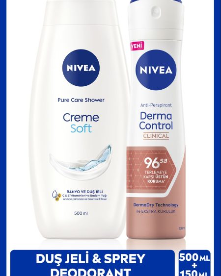 Kadın Sprey Deodorant Derma Control Clinical 150ml Ve Creme Soft Duş Jeli 500ml, E Vitamini