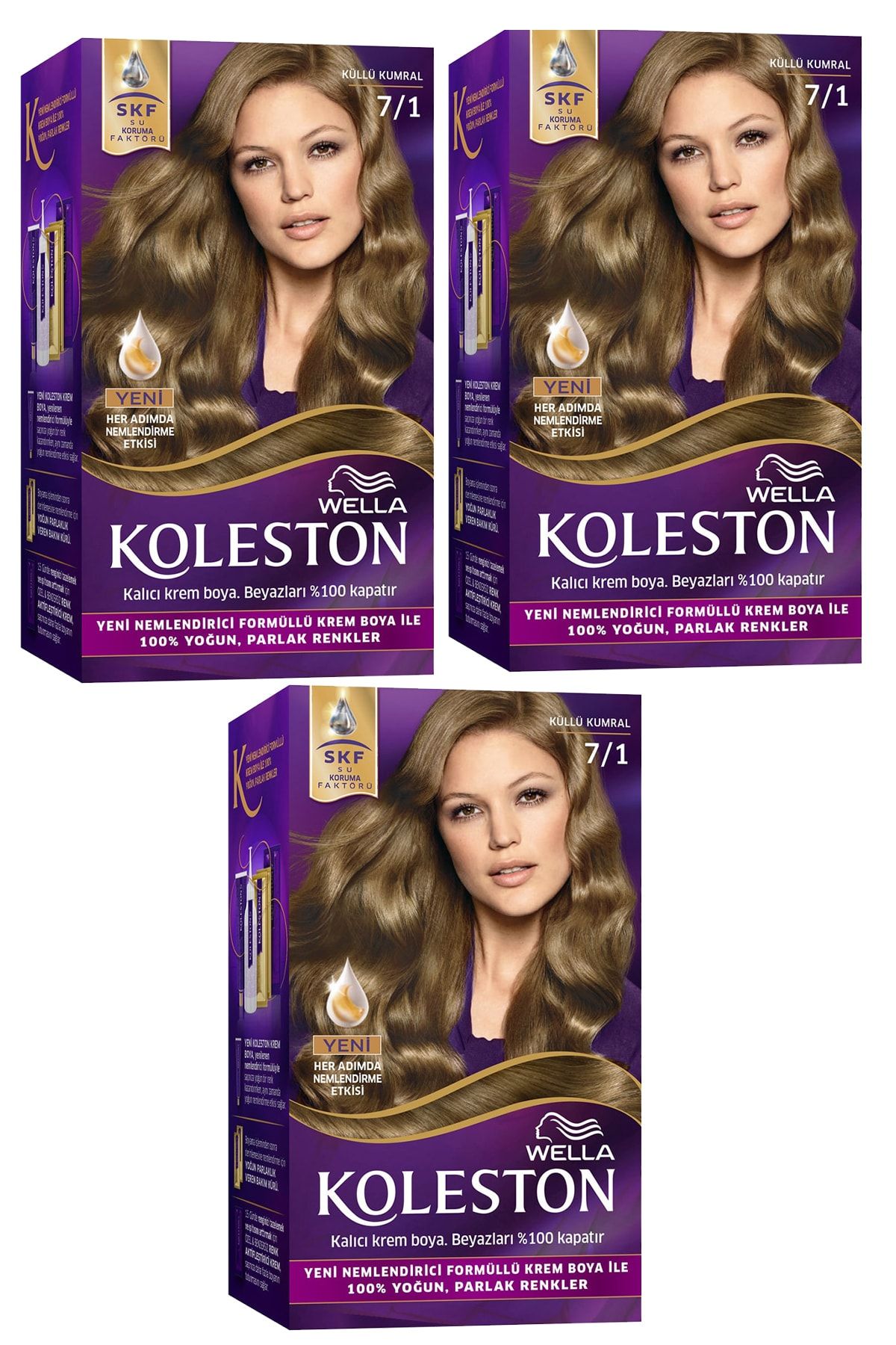 Kıt 7/1 Küllü Kumral Saç Boyası X 3 Adet