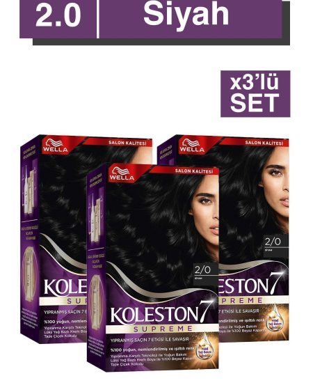 Koleston Supreme Saç Boyası 2/0 Siyah X3' Li Set