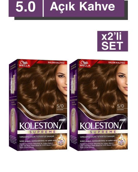 Koleston Supreme Saç Boyası 5/0 Açık Kahve X2'li Set