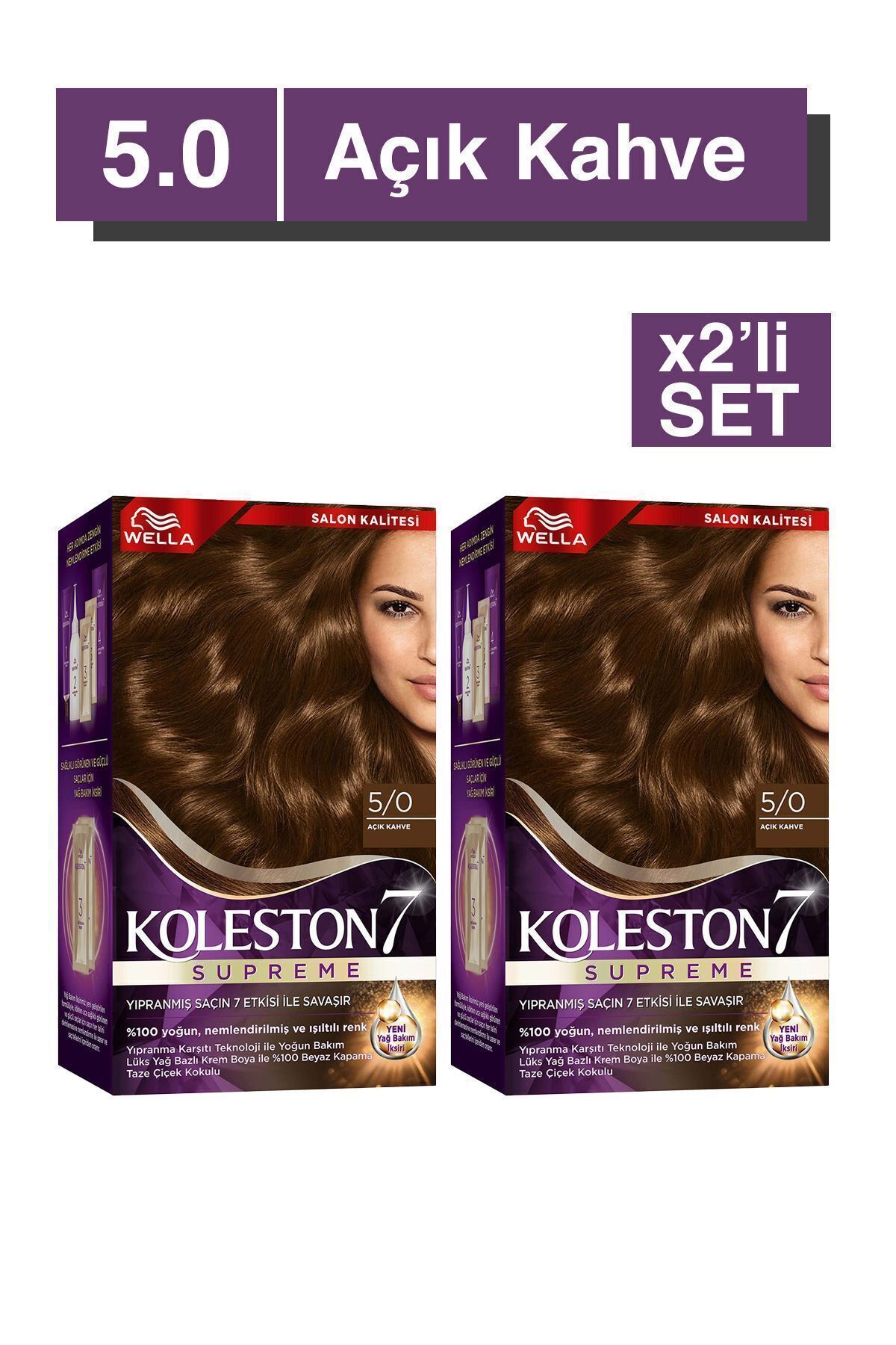 Koleston Supreme Saç Boyası 5/0 Açık Kahve X2'li Set
