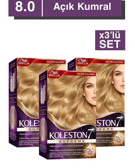 Koleston Supreme Saç Boyası 8/0 Açık Kumral X3'lü Set