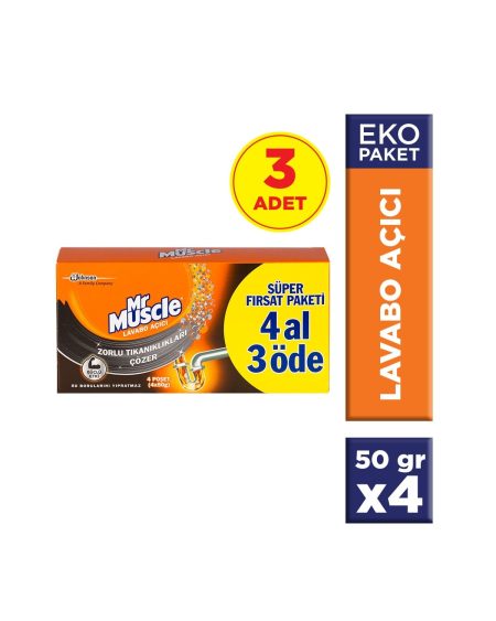 Mr Muscle Lavabo Açıcı 4 Al 3 Öde 3'lü