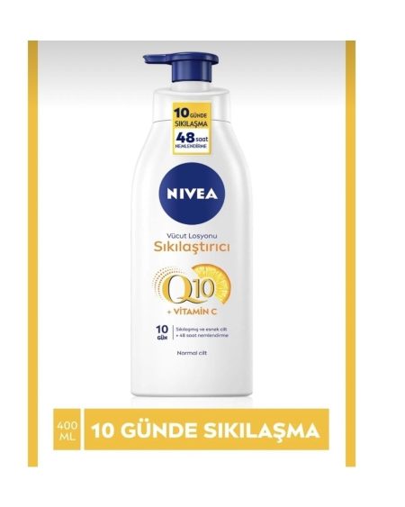 Q10 Sıkılaştırıcı Vücut Losyonu C Vitamini Pump 400 ml ,10 Günde Sıkılaşmış Ve Esnek Cilt