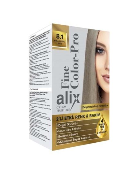 ( STD ) Alix 50ML Kit Saç Boyası 8.1 Küllü Koyu Sarı ( TEKLİDİR )