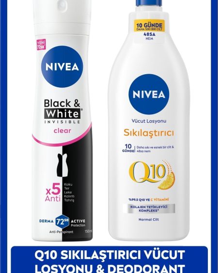 Deodorant Black&White Clear 150ml Q10 Sıkılaştırıcı Ve Losyonu 400ml SAKLI G