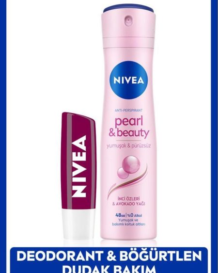 Kadın Sprey Deodorant Pearl&Beauty 150ml, 48 Saat Koruma ve Nemlendirici Böğürtlen Dudak Bakım Kremi
